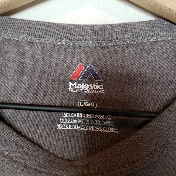 Green Bay Packers Short Sleeve Tee Logo Majestic L Grey T-Shirt - Picture 2 of 5